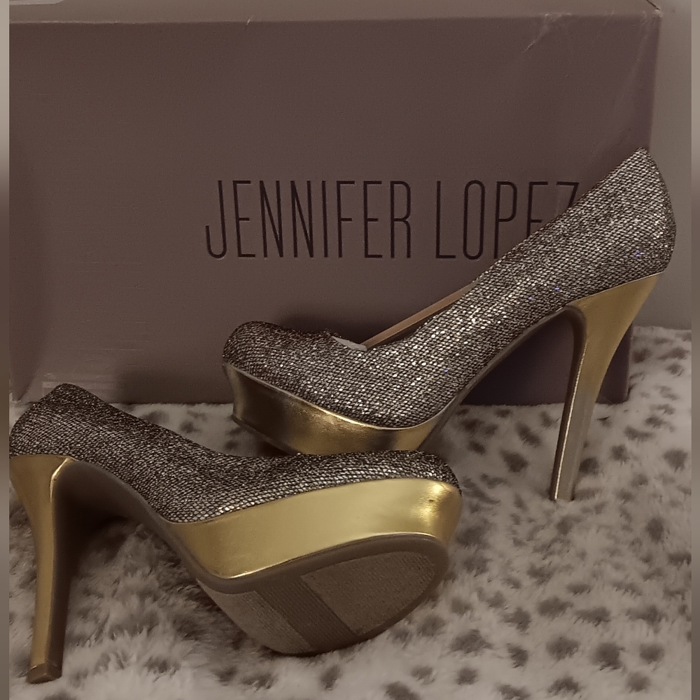 New Jennifer Lopez Marilyn Glitter Silver And Gold High Heels Women's Size 7.5 - Picture 3 of 6